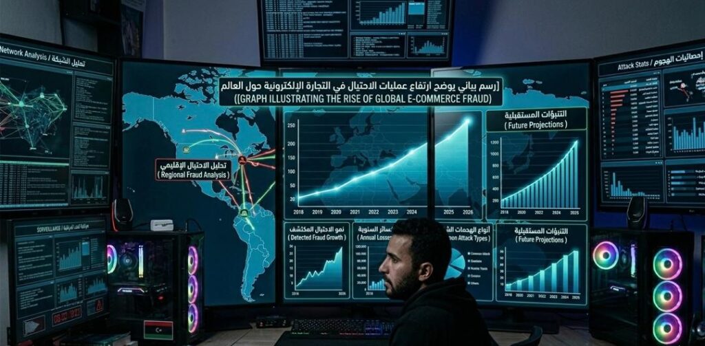 A graph illustrating the global rise in e-commerce fraud cases
